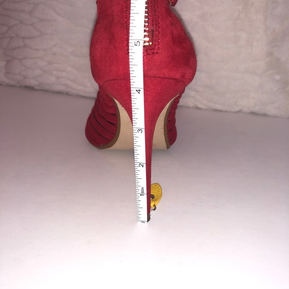 Zara Red Faux Suede Open Toe High-Heels Size 10 - Picture 11 of 11